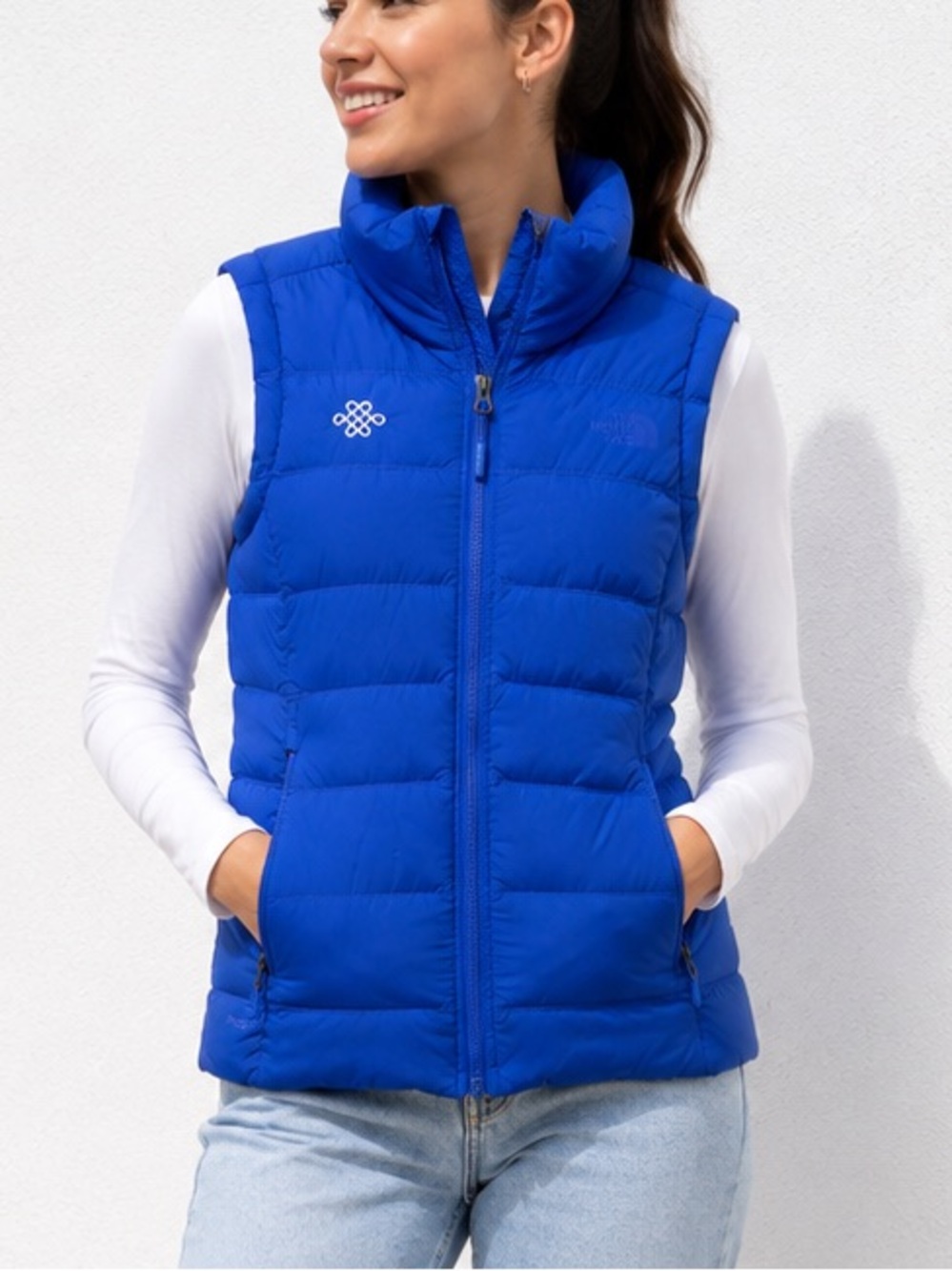 The North Face 700 Fill Down Vest Royal Blue Small Puffer Zip Outdoor Hiking